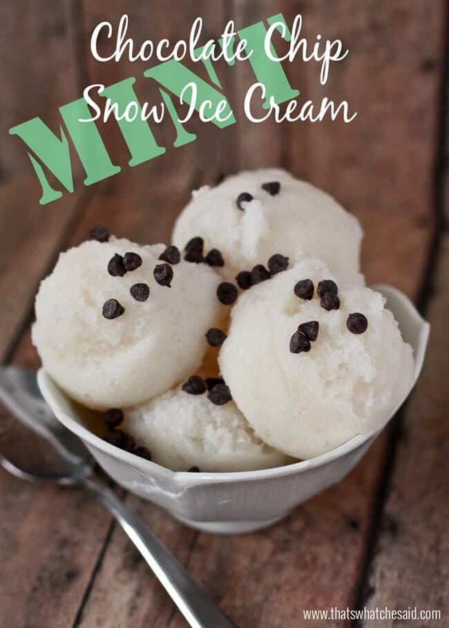 Mint Chocolate Chip Snow Ice Cream Recipe at thatswhatchesaid.com