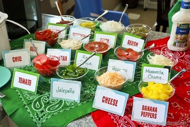 Hot Dog Bar Ideas with toppings at thatswhatchesaid.com