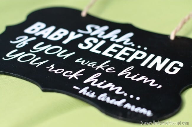 Baby Sleeping Sign at thatswhatchesaid.com