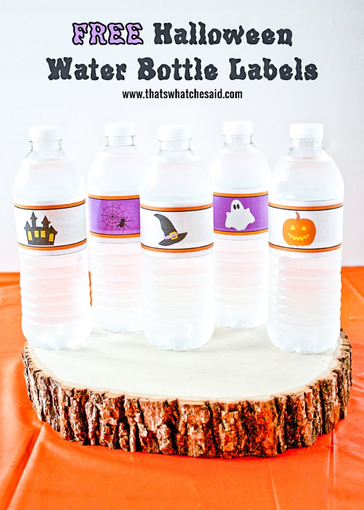 Water bottles with DIY Printble Halloween Labels