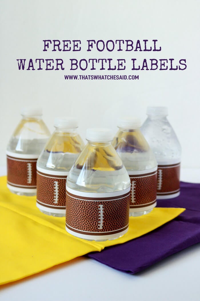 Free Football Water Bottle Labels