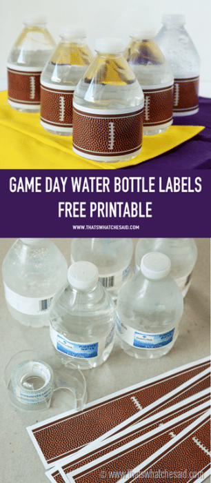 Get your Game Day Free Printable Water Bottle Labels at www.thatswhatchesaid.com. Perfect for parties!