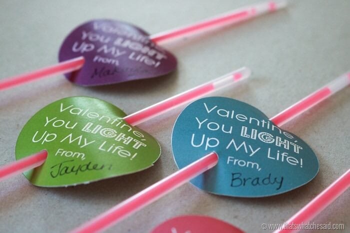 Glow Stick Valentine Free Printable - Non Candy Valentine Idea