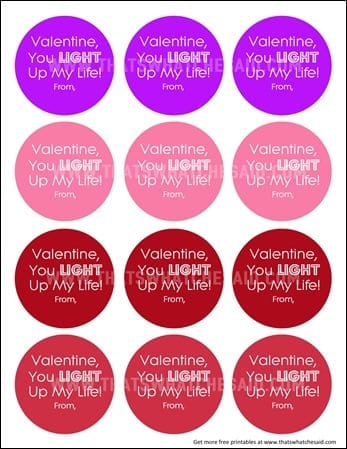 Light Up My Life Glow Stick Valentine Free Printable at www.thatswhatchesaid.com Light Up My Life Glow Stick Valentine Free Printable at www.thatswhatchesaid.com