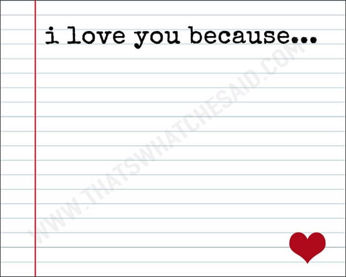 I love you because Free Printable 8 x 10