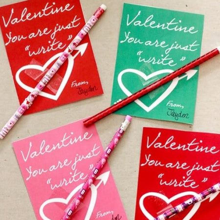 Valentine You're Just Write! Free Printable non-candy Valentine Idea at www.thatswhatchesaid.com