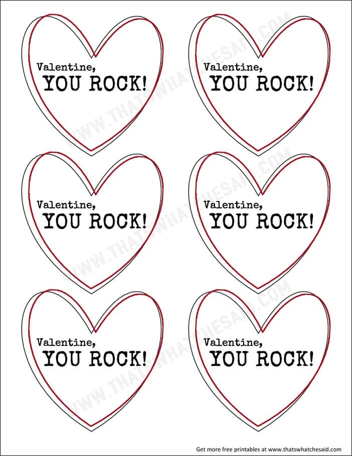 Valentine You Rock Free Printable at www.thatswhatchesaid.com