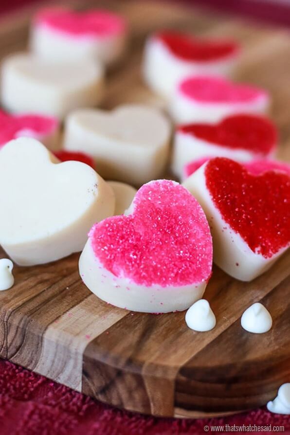 White Chocolate Heart 3 Ingredient Fudge Recipe at www.thatswhatchesaid.com
