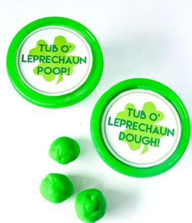 Leprechaun Poop Green Play Dough with Free Printable