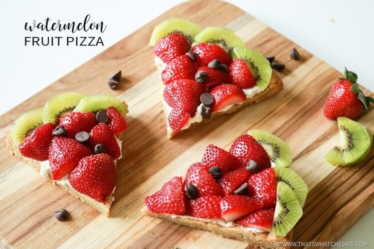 Fun Fruit Pizza made to look like watermelons! 