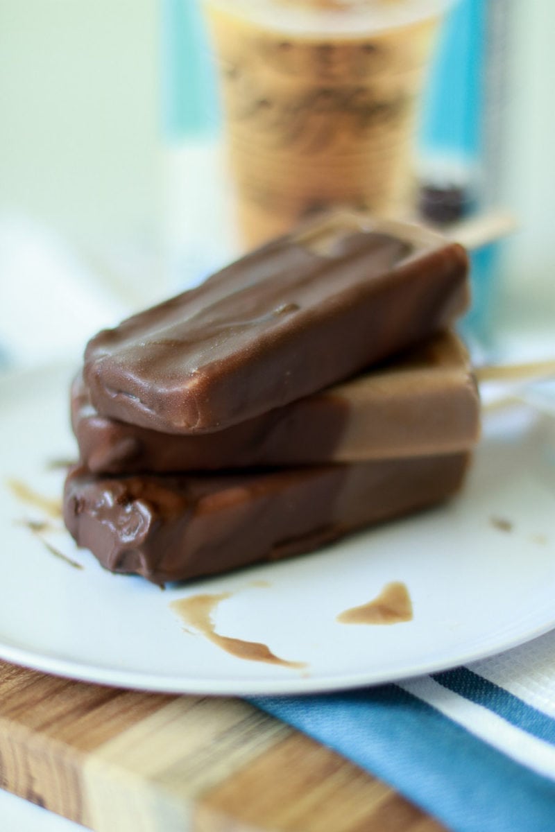 Delicious chocolate covered coffee popsicles