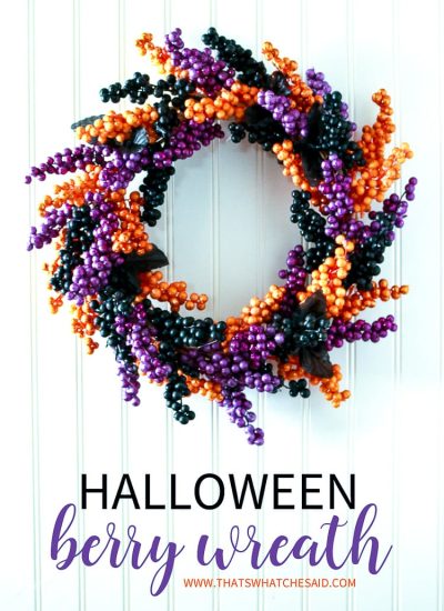 Finished Faux Berry Wreath in Halloween Colors
