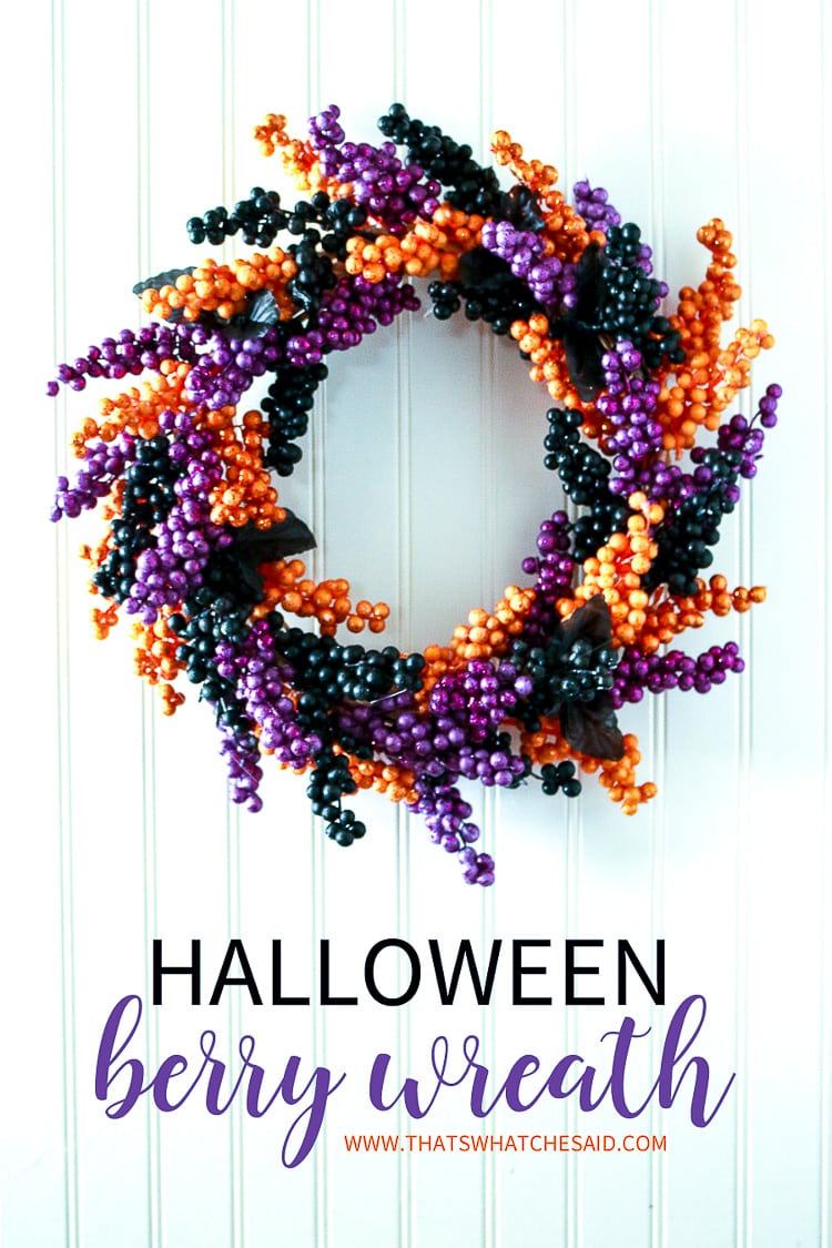 Finished Faux Berry Wreath in Halloween Colors