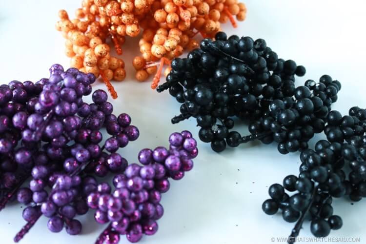 Berry Sprigs from Dollar Store for Halloween Wreath