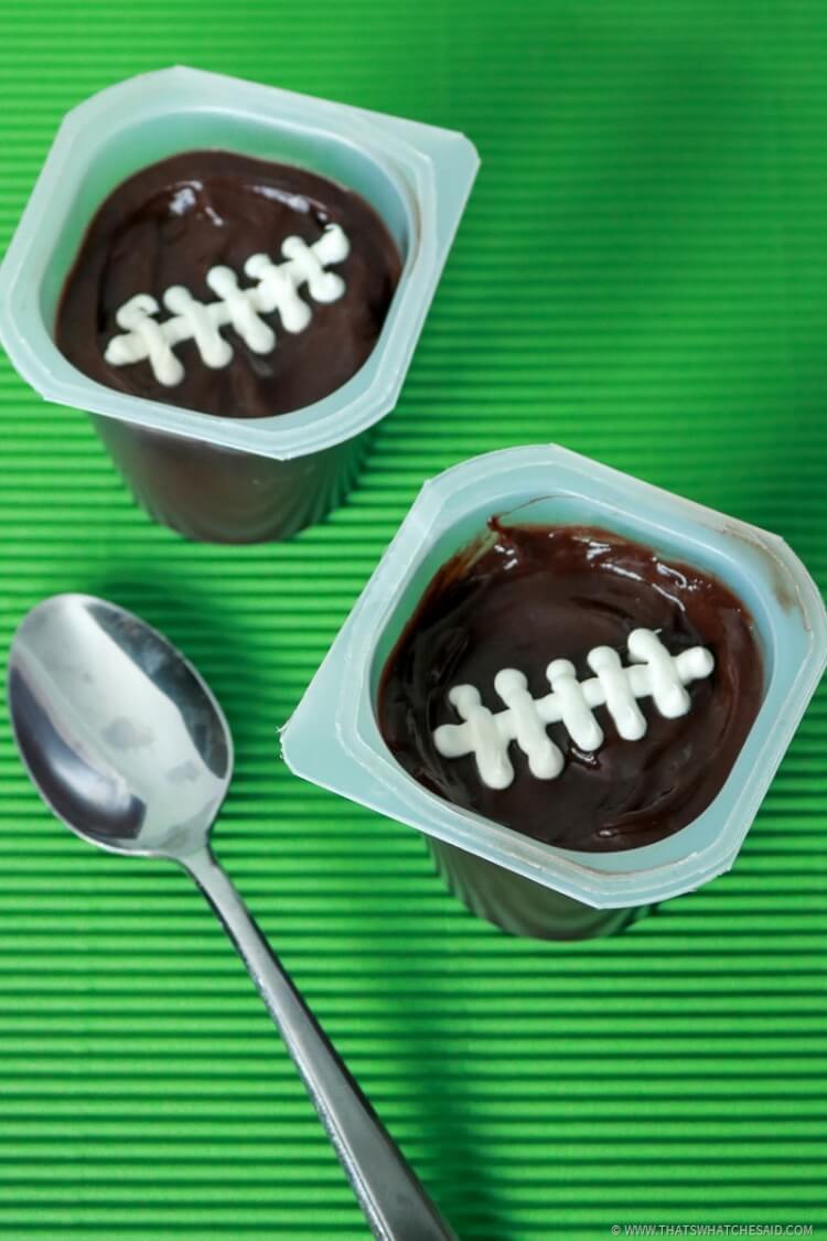 Chocolate Pudding Cup Football Treats