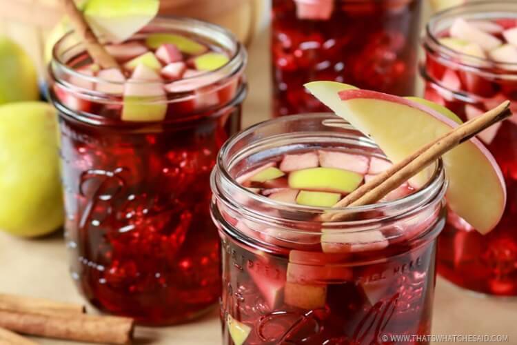 Glasses of Sangria Mason jars