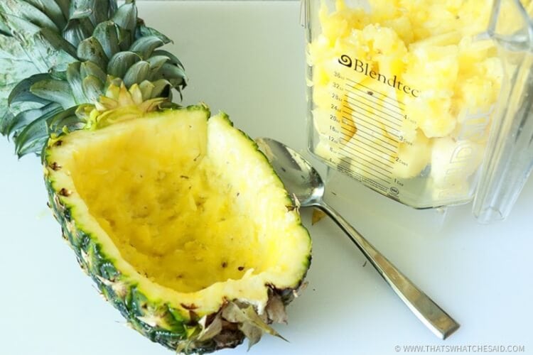Scoop out Flesh of Pineapple - Keep Shell of Pineapple for serving dish