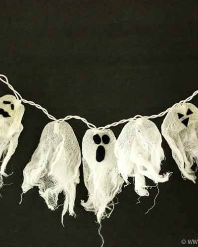 Halloween Garland made of a String of Ghost Lights - DIY