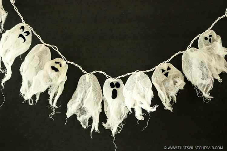 Halloween Garland made of a String of Ghost Lights - DIY