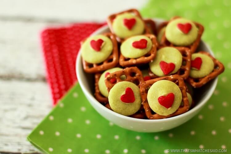 Easy Holiday Treat - Grinch Pretzel Bites (2)