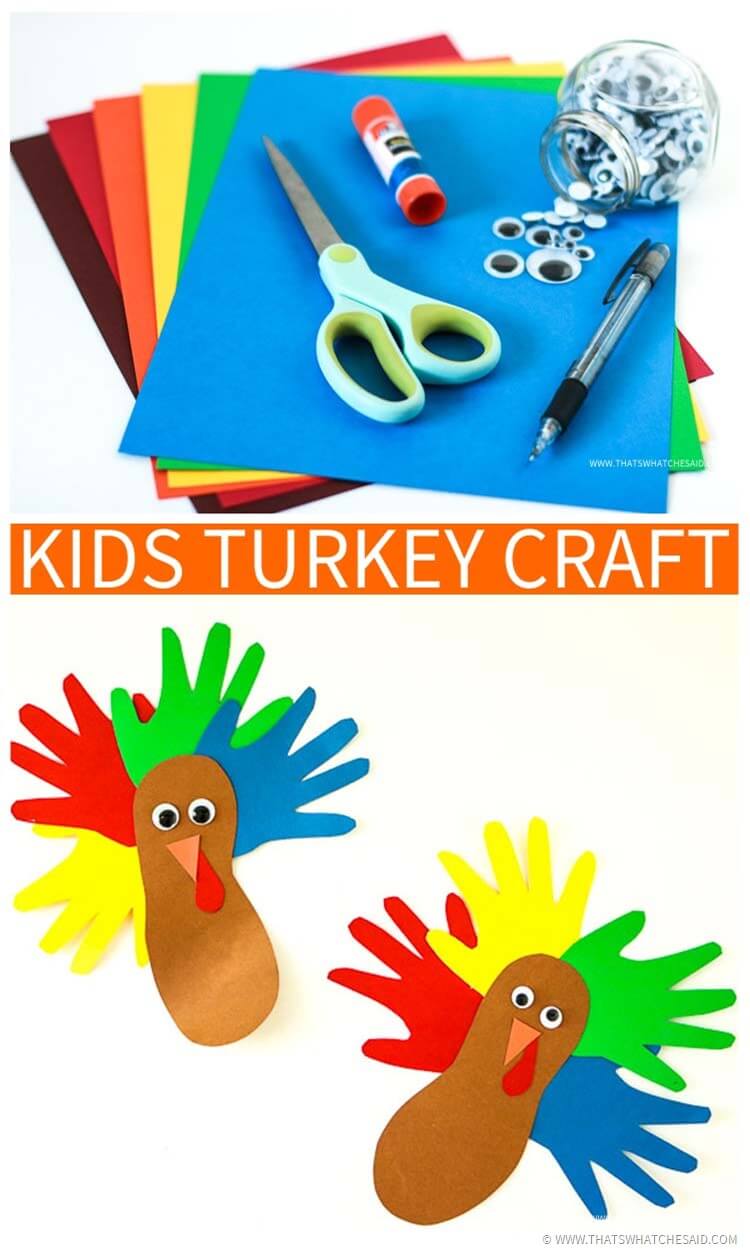 Easy and Simple Hand and Footprints Turkey Kids Craft!  Great yearly keepsake activity!