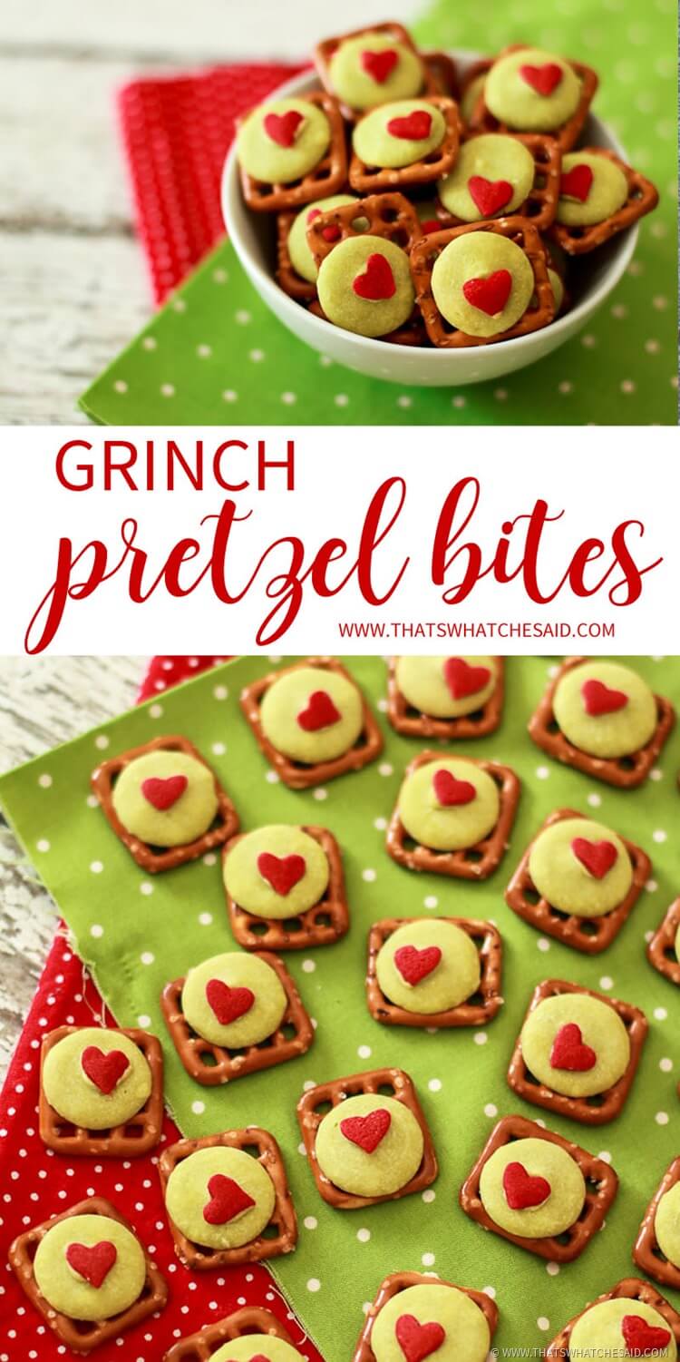 Grinch Pretzel Bites - Dr Seuss