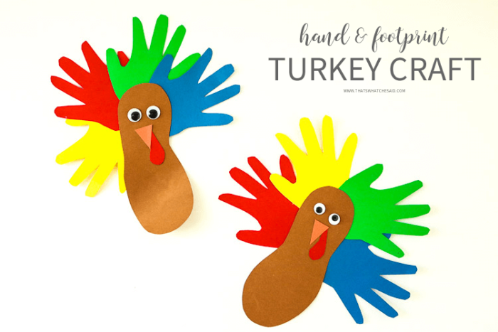 Hand and footprint turkey craft! Perfect for the kids!