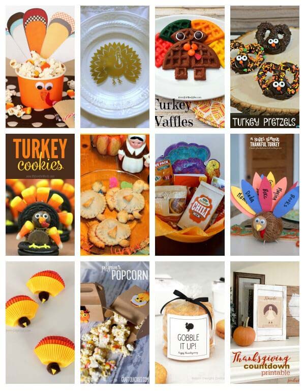 Collage of various Turkey Thanksgiving Crafts