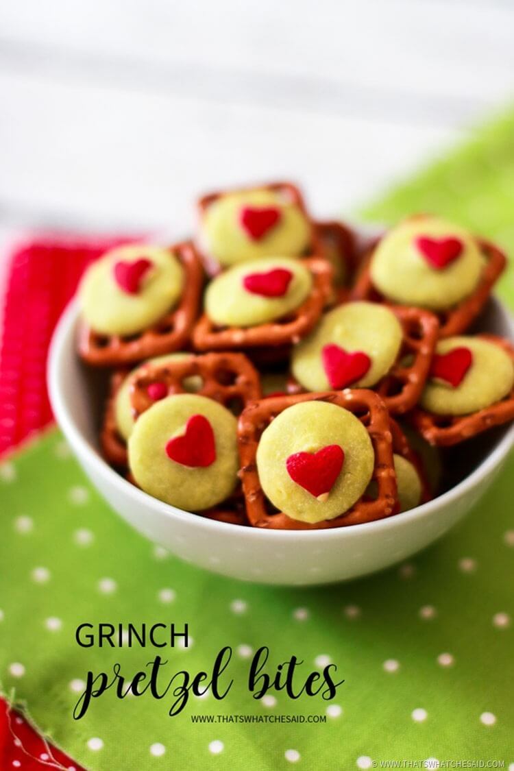 The Grinch Pretzel Bites - Holiday Snack Idea