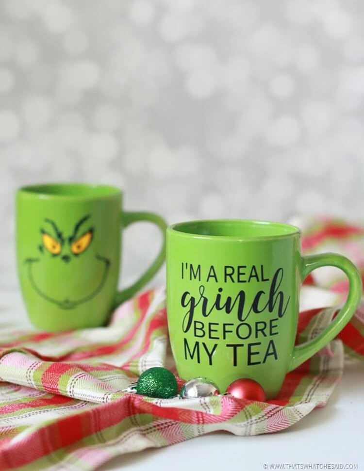 Grinch Hot Tea Mug with Free Cut File