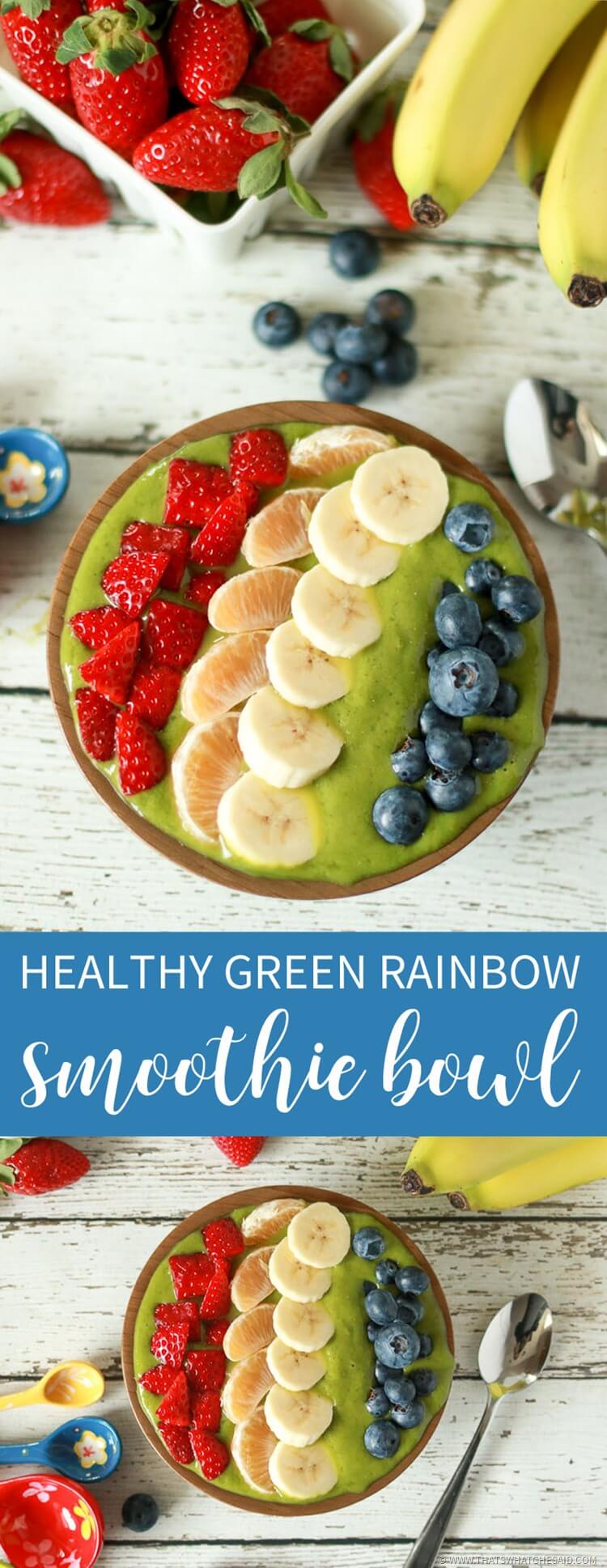 Healthy Rainbow Green Smoothie Bowl