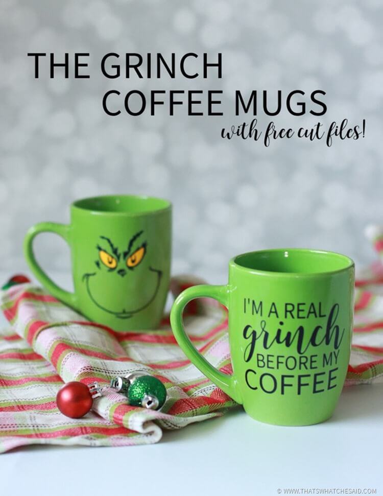 The Grinch Coffee Mugs and Free Cut Files