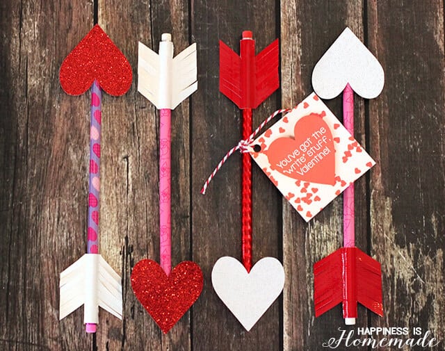 Pencils with heart points and duck tape arrow feathers