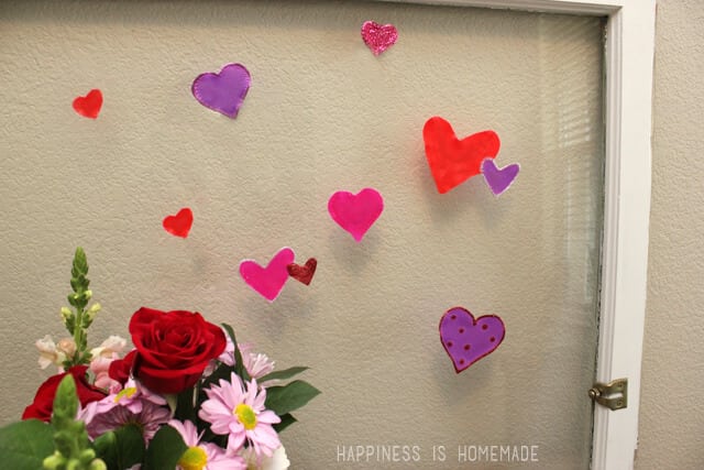 DIY Glue heart window clings