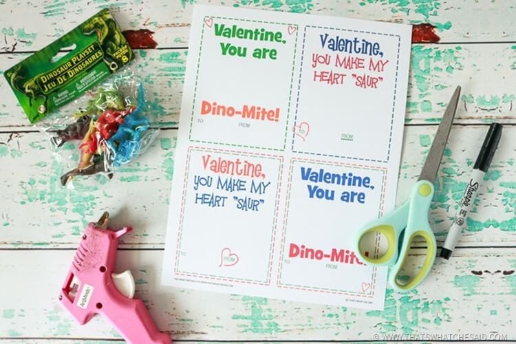 Dinosaur Valentine Card Supplies