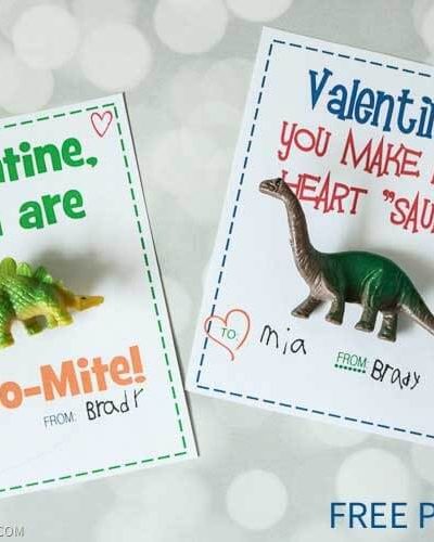 Dinosaur Valentine Free Printable - Non-Candy Class Valentine Idea