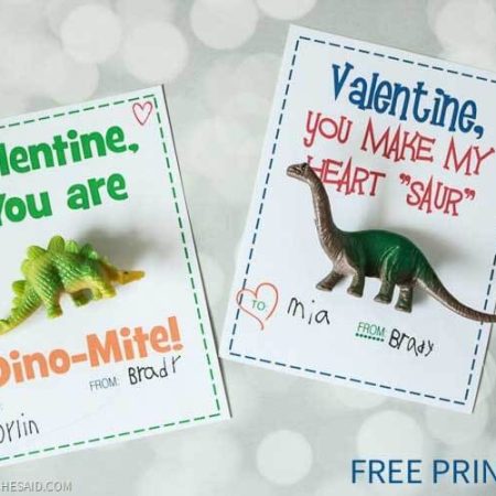 Dinosaur Valentine Free Printable - Non-Candy Class Valentine Idea