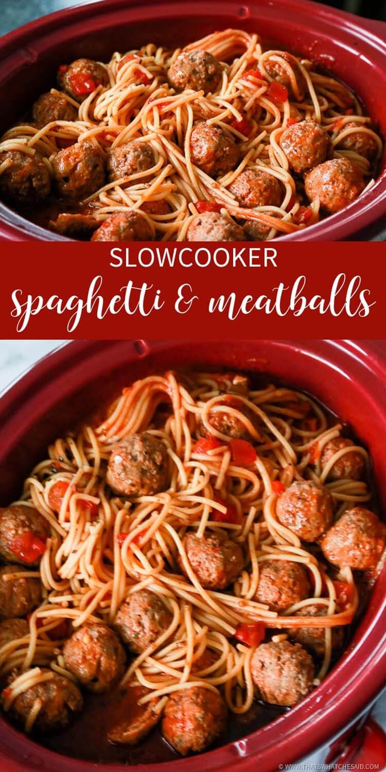 Easy Spaghetti & Meatballs in a Slow Cooker