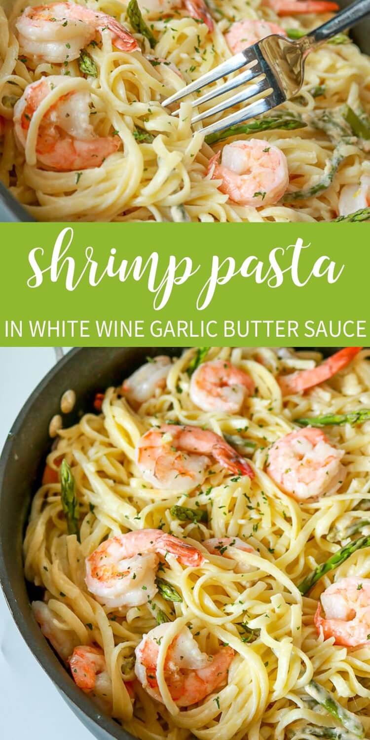 Garlic Butter Shrimp Pasta in White Wine Sauce