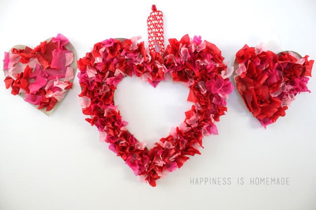 Tissue Paper Heart Wreaths