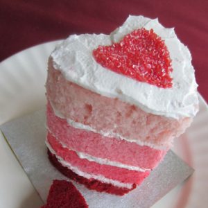 Heart cake with ombre pink layers