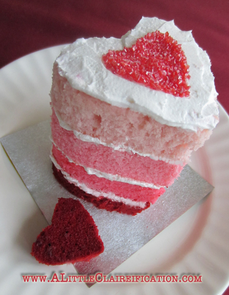 Heart cake with ombre pink layers