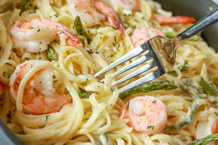 Shrimp Pasta Recipe with Garlic Wine Butter Sauce