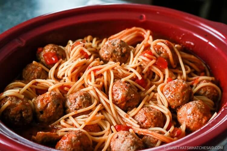 Slowcooker Spaghetti & Meatballs