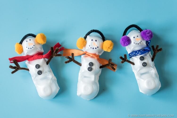 Easy Egg Carton Snowman Winter Craft Idea