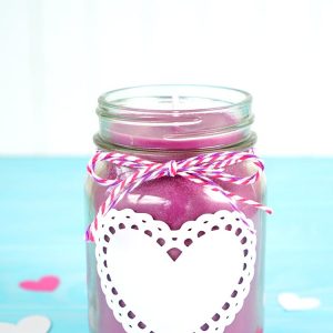 Mason Jar candle wtih Heart vinyl design