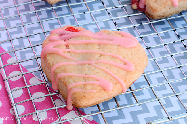 heart scones with cherry drizzle