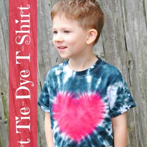 Blue Tie Dyed Shirt with Heart in middle