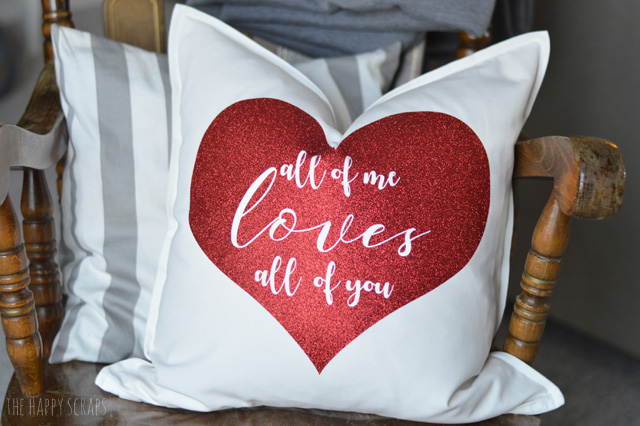 White Pillow with Heart design in iron on