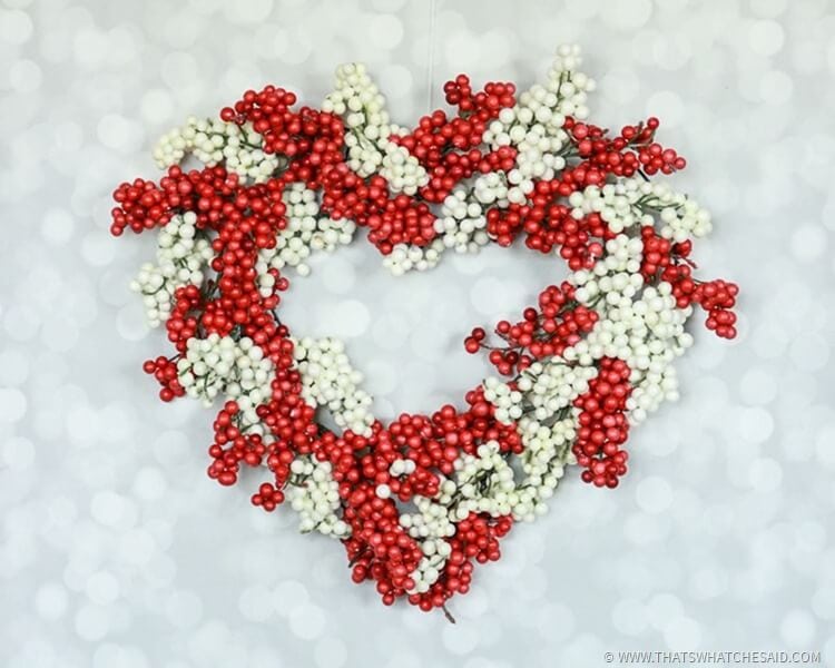 Dollar Store Heart Berry Wreath